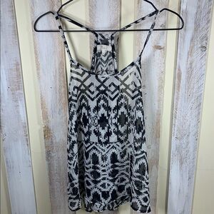 Nabee Black and White Tribal Sheer Tank Top